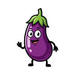 eggplant cartoon isolated on white