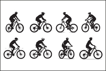 Fototapeta premium Mountain Biking Silhouette Pack | Extreme Cycling Vector Set