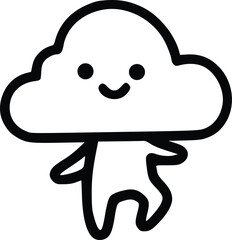 Cute Cloud Character: Smiling Cartoon Cloud with Little Body