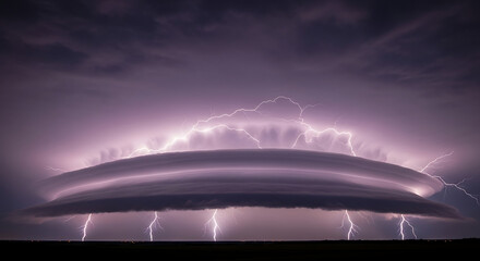 Dramatic Storm Cloud with Lightning Strikes.