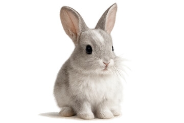 Obraz premium Adorable fluffy baby rabbit isolated on transparent background, studio shot.