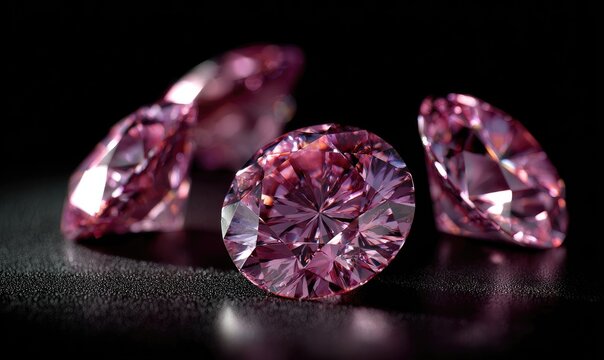 Close-up of several pink diamonds - Powered by Adobe