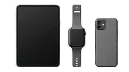 Same-Color Smartwatch, Smartphone, and Tablet Mockup in Minimal Style on Transparent Background