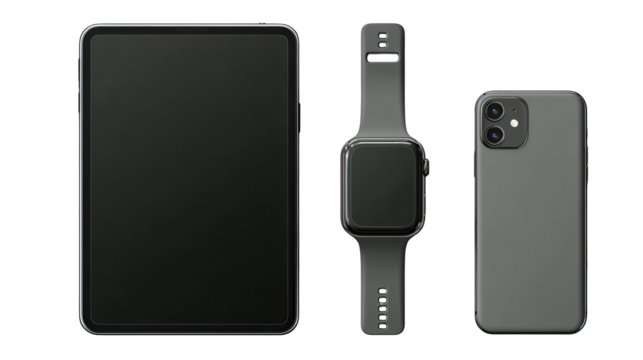 Same-Color Smartwatch, Smartphone, and Tablet Mockup in Minimal Style on Transparent Background - Powered by Adobe