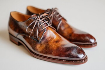 Elegant leather dress shoes displayed on a neutral background highlight craftsmanship and style for formal occasions and business wear