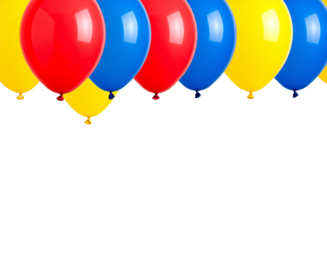 Colorful Floating Helium Balloons with Reflective Surfaces, Transparent Background PNG