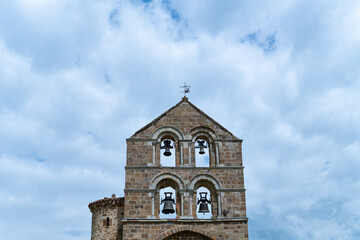Collegiate Church of San Salvador de Cantamuda in the municipality of La Pernía in the Palencia Mountains. Province of Palencia, Castile and Leon, Spain. Europe