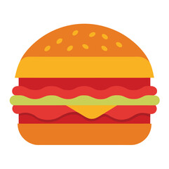 Delicious bacon cheeseburger illustration on white background