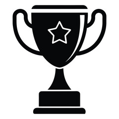 Black silhouette of a trophy with a star emblem and handles award winner