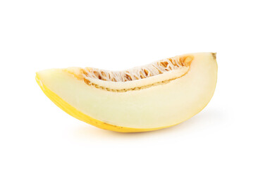 Slice of ripe melon isolated on white