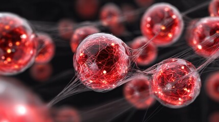 red glowing spheres network connection