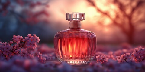 Perfume image mock up for advertising fragrance luxury beauty. cosmetics bottle glass packaging design commercial product fashion ai generated art