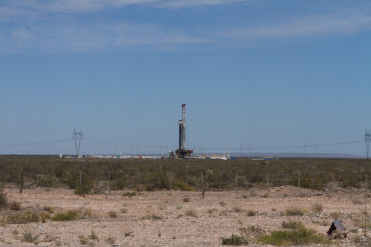 Centenario, Neuqu&eacute;n, Patagonia, Argentina: Oil and gas well located near Provincial Route 67. In the province of Neuqu&eacute;n is the Vaca Muerta geological formation, where the unconvent