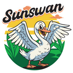 Retro Mascot Logo of Swan