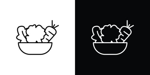 Vegetables in Bowl Icon, Isolated on White Background