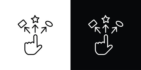 Hand Icon Interacting with Shapes, Isolated on White Background