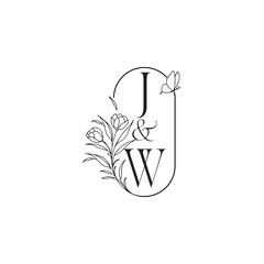 wedding initial concept alphabet caligraphic style monogram letter luxury minimalist logo design JW
