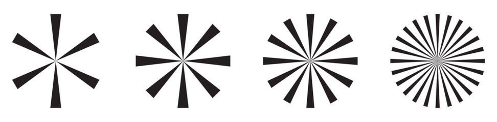 Obraz premium Retro Sunburst icon set, radial Sunburst element, Vintage sunburst Fireworks design isolated, Sunrise rays light burst line shine sunshine sunbeam vintage border symbol. 