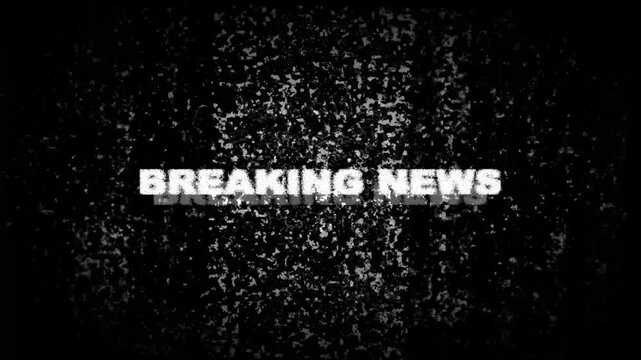Text "BREAKING NEWS" on No signal TV, Seamless texture with television grainy noise effect. 4k video animation.