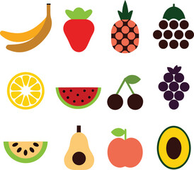 Food fruits glyph icon set vector pictograms vector illustration