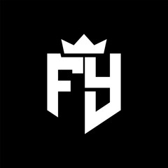 Obraz premium FY Vector image of a shield with a sharp geometric style and a pointed crown
