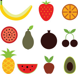 Food fruits glyph icon set vector pictograms vector illustration