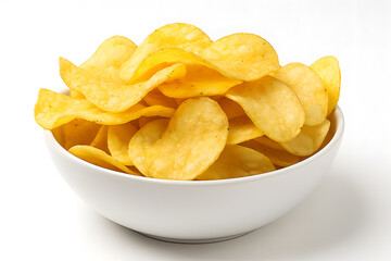 Golden crispy potato chips served in a bowl perfect for snacking