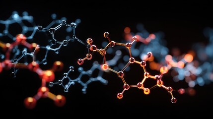 glowing molecule structures abstract science