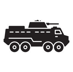 Fototapeta premium Black and white silhouette illustration of a military armored vehicle tank design