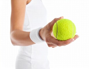 female tennis player holding a ball