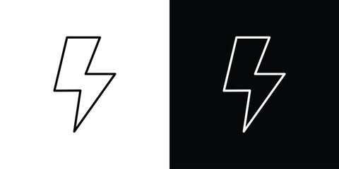 Fototapeta premium Lightning Bolt Icon Isolated on White and Black Backgrounds