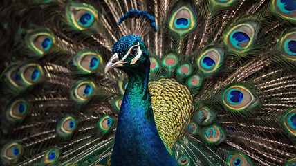 Fototapeta premium peacock feather close up