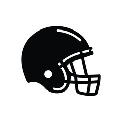 Black American football helmet icon on white background sport game