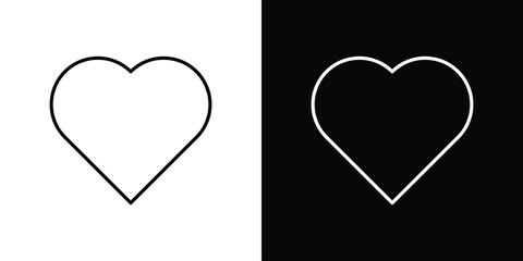 Heart Icon in Outline Style Isolated on White and Black Backgrounds