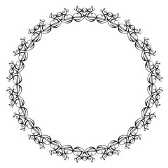Black round vintage vector frame on a white background. EPS 10