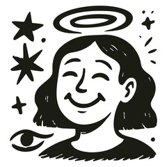 Emotional abstract hand-drawn illustrations set – expressive black and white art of human emotions with retro ink texture for posters, covers, editorials.