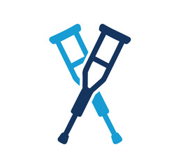 Two crutches crossed, medical equipment Flat Vector icon symbol Design