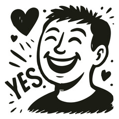 Emotional abstract hand-drawn illustrations set – expressive black and white art of human emotions with retro ink texture for posters, covers, editorials.