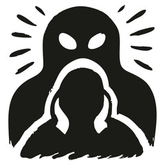 Emotional abstract hand-drawn illustrations set – expressive black and white art of human emotions with retro ink texture for posters, covers, editorials.