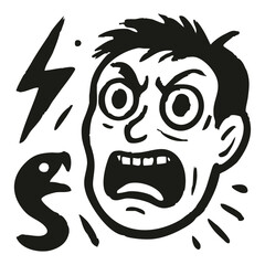 Emotional abstract hand-drawn illustrations set – expressive black and white art of human emotions with retro ink texture for posters, covers, editorials.