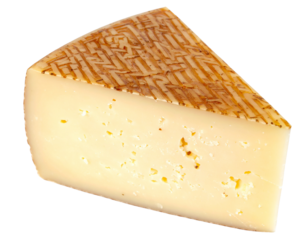 Manchego cheese wedge isolated on transparent background