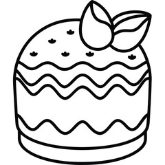 Minimal Easter Cake Line Drawing