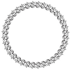 Black round vintage vector frame on a white background. EPS 10