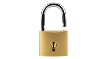 Isolated unlocked padlock