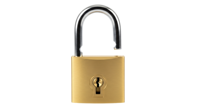Isolated unlocked padlock