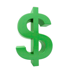 Isolated green dollar sign on black background.