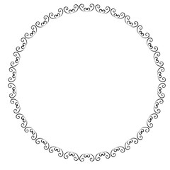 Black round vintage vector frame on a white background.