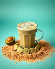 Avocado Latte with Ice Cubes 