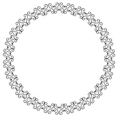 Black round vintage vector frame on a white background.