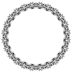 Black round vintage vector frame on a white background.